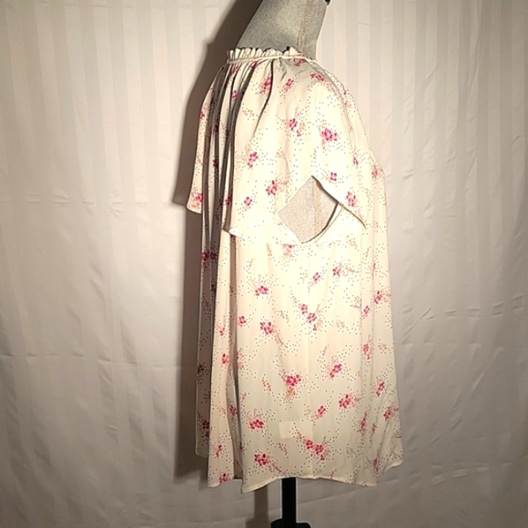 LOFT Womens White & Pink Short Sleeves with Ruffle Collar & Front Tie, Size: XL - Picture 7 of 8